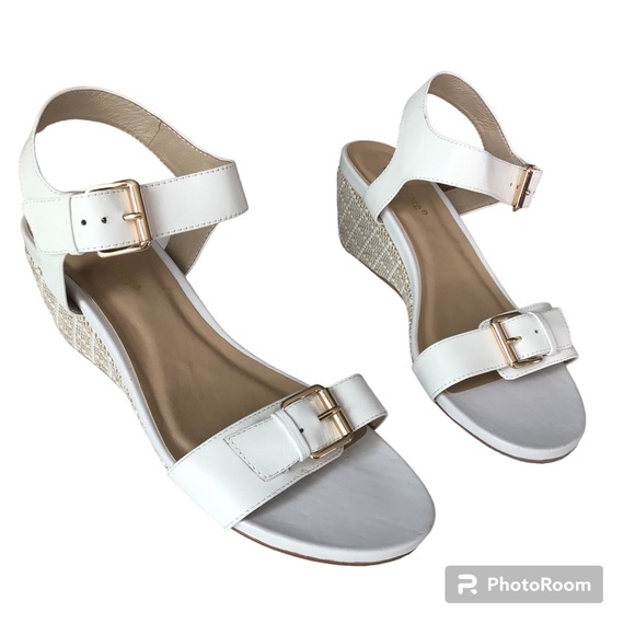David Tate White Wedge Sandals - Picture 1 of 8